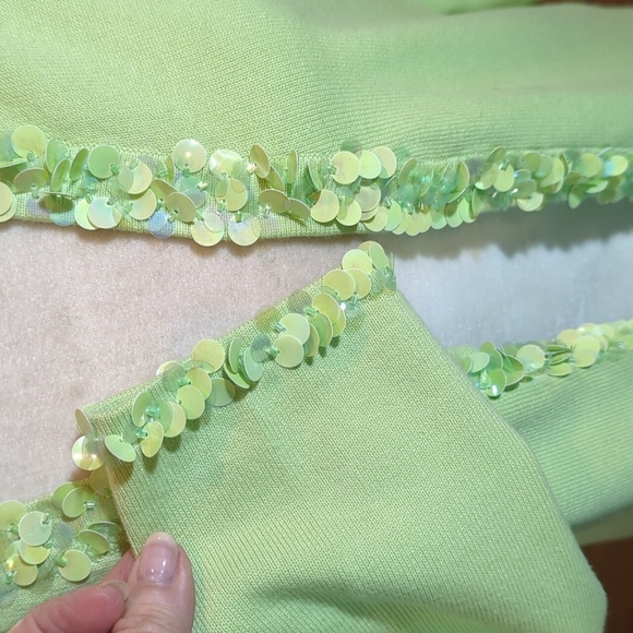 New Green Cardigan Louis Dell'Olio Pistachio Knit Jacket Paillettes Accents Sz S - Picture 4 of 8